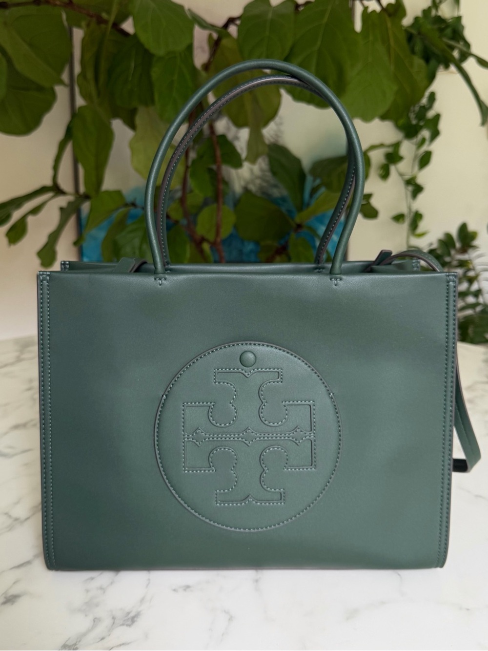 Tory Burch Small Ella Bio Tote Crossbody Basil Dark Green